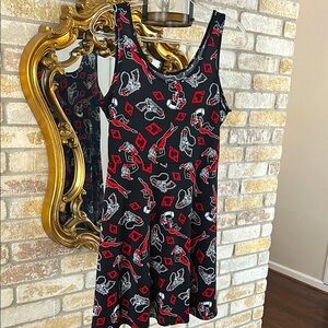Harley Quinn DC Comics Black, Red and White Sleeveless Mini Dress Size M Medium